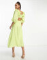 Nobody's Child Dani puff sleeve cut out midaxi dress in lime