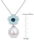 ფოტო #4 პროდუქტის Cultured Freshwater Pearl (11mm) & Blue Topaz (1-3/5 ct. t.w.) 18" Pendant Necklace in Sterling Silver