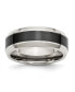 Фото #1 товара Stainless Steel Base Polished Black Ceramic Center Band Ring