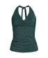 Фото #2 товара Women's Chlorine Resistant Shine V-neck Halter Tankini Swimsuit Top