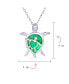 ფოტო #4 პროდუქტის Nautical Beach Vacation Gemstone Created Opal Inlay Green Heart Mother Mom Baby Sea Turtle Pendant Necklace Sterling Silver October Birthstone