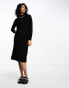 Vila high neck knitted midi jumper dress in black