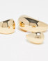 ASOS DESIGN pack of 3 hoop earrings with wide sleek design in gold tone