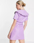 Фото #3 товара Reclaimed Vintage inspired leather look mini dress with statement collar in lilac