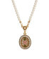 ფოტო #1 პროდუქტის Imitation Pearl Pink Enamel Flower Pendant Necklace