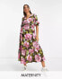 Фото #2 товара River Island Maternity floral print smock midi dress in pink