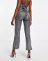 Фото #4 товара ASOS DESIGN straight leg trouser in sparkle silver co-ord