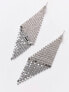 Фото #3 товара ASOS DESIGN drop earrings with crystal and chain waterfall in silver tone