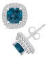 Фото #1 товара London Topaz (2-1/2 ct. t.w.) and Diamond (3/8 ct. t.w.) Halo Stud Earrings in 14K White Gold