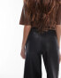 Topshop awkward length faux leather trouser in black