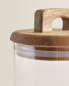 Borosilicate glass and wood storage jar