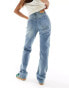 Stradivarius STR Petite comfort fit straight leg jean in mid blue 44 - фото #5