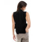 & Other Stories wool & mohair blend mock neck knitted top with side tie details in black