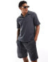 Pull&Bear knitted polo co-ord in dark grey DUNKELGRAU, S - фото #1