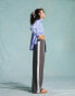 Фото #1 товара Miss Selfridge side stripe pull on wide leg trouser in grey