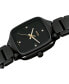 Women's Swiss True Square Diamond Accent Black Ceramic Bracelet Watch 29mm