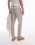 Фото #3 товара Topman taper textured stripe with linen trouser in stone