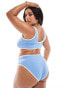 Фото #4 товара ASOS DESIGN Curve contrast binding high leg high waist bikini bottom in dusty blue