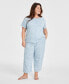 ფოტო #1 პროდუქტის Plus Size 2-Pc. Cotton Cropped Pajamas Set, Created for Macy's