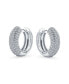 ფოტო #4 პროდუქტის Holiday Bridal Dome Cubic Zirconia Pave CZ Slender Huggie Hoop Earrings For Women Wedding Prom Formal Party Hinge Style 0.7 Inch Diameter
