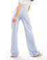 Фото #3 товара Stradivarius STR linen look pull on trouser in blue stripe