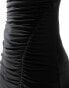 Фото #8 товара COLLUSION ruched slash neck asymmetric dress in black