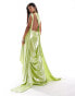 ASOS DESIGN slinky draped evening dress with low back in foiled green grün, XS - EU 32-34 - фото #2