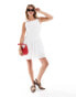 ASOS DESIGN bow detail high slash neck mini dress in white weiß, XS - EU 32-34 - фото #3