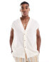 ASOS DESIGN relaxed sleeveless smart linen look shirt in beige