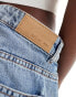 Noisy May high waist loose denim short in light blue wash