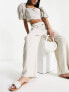 Stradivarius linen look slouchy trouser in natural