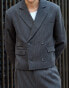 Фото #8 товара Labelrail x Isaac Hudson cropped boxy double breasted blazer co-ord in grey