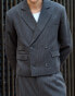 Labelrail x Isaac Hudson cropped boxy double breasted blazer co-ord in grey