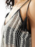 ASOS DESIGN stripe crochet mini beach dress in mono XS - фото #5