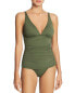 Фото #1 товара Tommy Bahama Women's 189428 Pearl V-Neck One-Piece Swimsuit Size 10