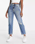 Фото #4 товара New Look ripped high waisted jeans in midwash