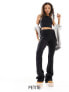 Фото #1 товара Bershka Petite folded waistband flared trousers in black