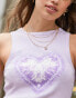 Miss Selfridge heritage heart graphic tank in washed lilac