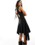 Фото #2 товара Weekday Jolie asymmetric mini dress with open back in black