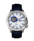 ფოტო #1 პროდუქტის Bauer Automatic Semi Skeleton Black or Blue or Brown Genuine Leather Band Watch, 44mm