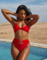 Фото #1 товара Moda Minx X Savannah-Shae Richards knot front bikini top in red