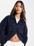 Waven oversized shacket in blue