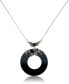 Фото #1 товара Macy's marcasite and Onyx Disc and Faceted Onyx 18" Necklace in Sterling Silver