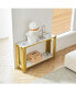 Фото #3 товара Modern Black/Gold Console Table with Faux Marble Top