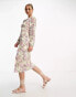 Vero Moda long sleeve midi dress in pink and purple floral