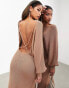 Фото #4 товара ASOS EDITION backless long sleeve knitted midi dress in mocha