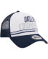 ფოტო #2 პროდუქტის Men's White, Navy Dallas Cowboys Stacked A-Frame Trucker 9FORTY Adjustable Hat