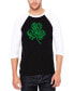 Men's Raglan Baseball St. Patrick's Day Shamrock Word Art Graphic T-shirt