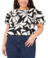 Plus Size Printed Tiered-Ruffle-Sleeve Top