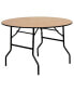Фото #1 товара 4-Foot Round Wood Folding Banquet Table With Clear Coated Finished Top